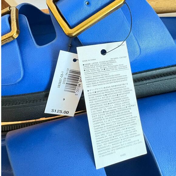 New Banana Republic Electric Blue Double Strap Buckle Sandal 9us Resort Wear - Picture 2 of 8